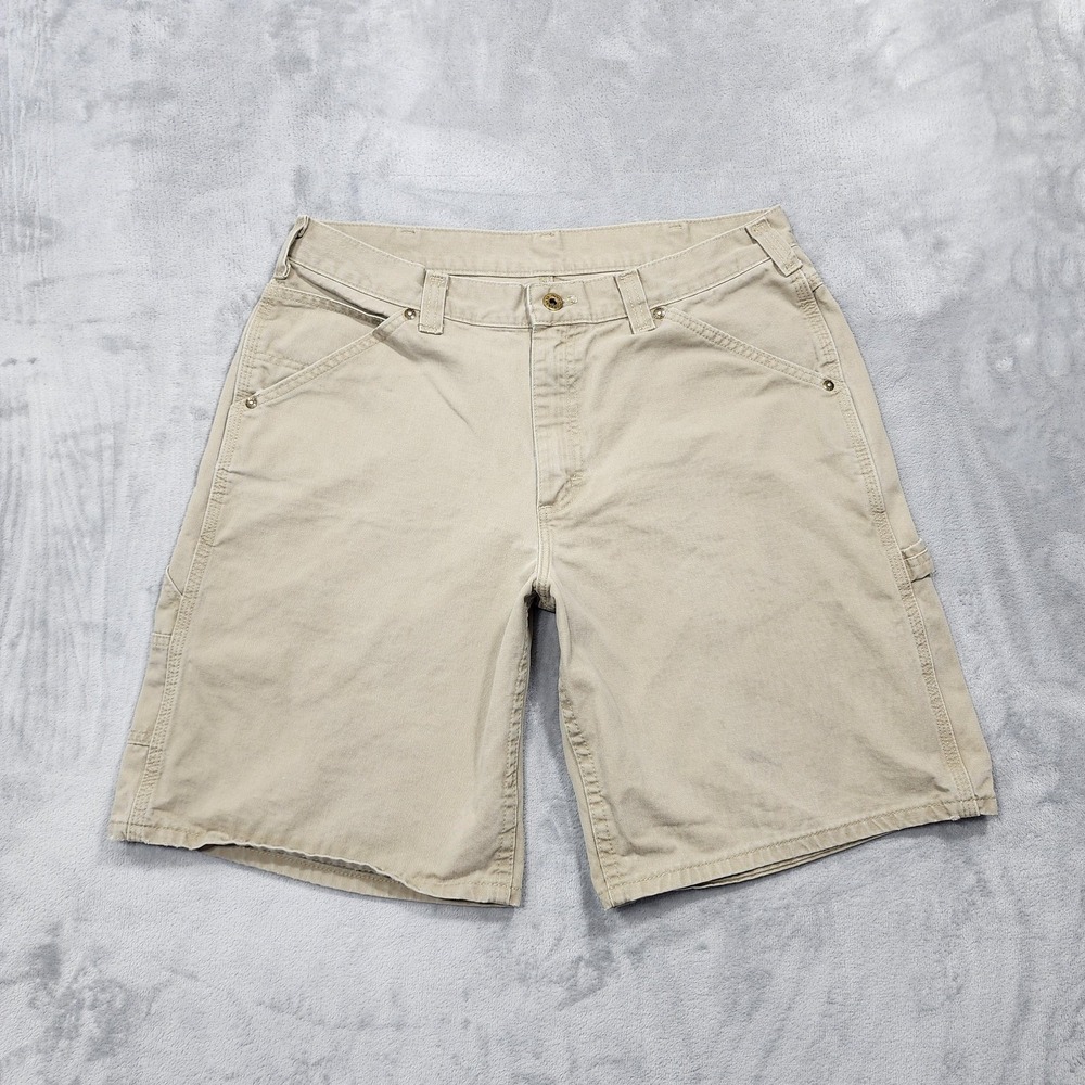 Vintage Lee Shorts Mens 34 Beige Cargo Canvas Carpenter Workwear Utility Casual‎